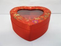 2X Red Heart Embroidered Jewellery Display Case