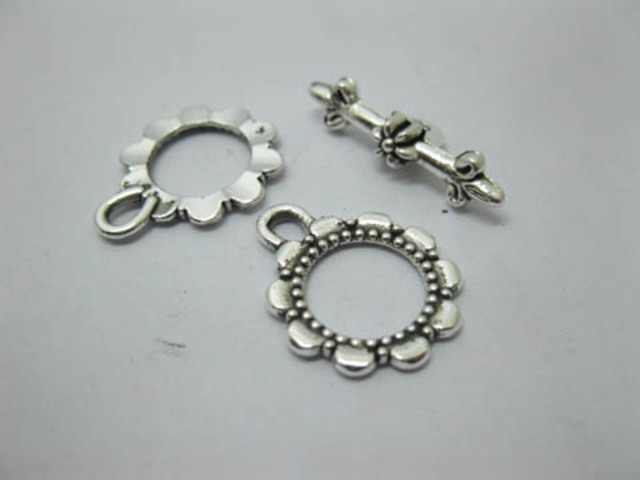 100 Sets Flower Shape Bali Toggle Clasps Jewelry finding