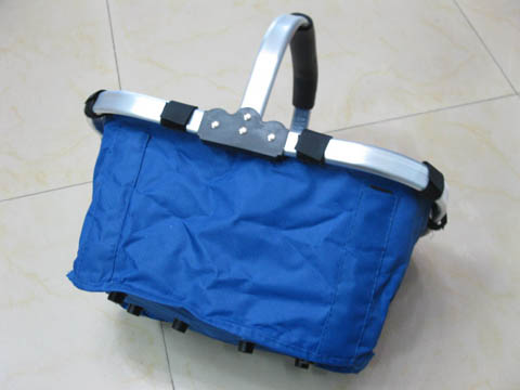 1X Blue Folding Shopping Camping Picnic Basket - Click Image to Close