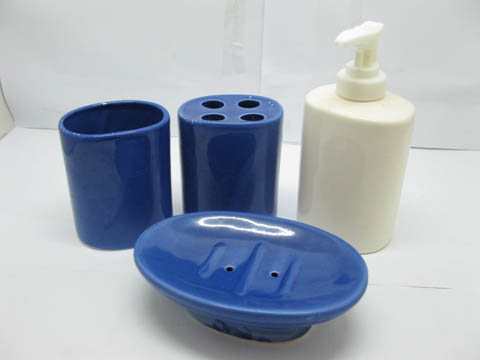 1Set Blue White 4in1 Ceramic Bathroom Bathing Tool Set - Click Image to Close