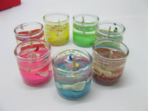 48Pcs Cylinder Glass Gel Candles 3x3cm Mixed Color - Click Image to Close