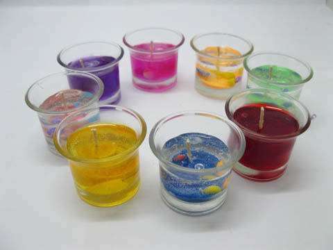 48Pcs Ocean Themed Glass Gel Candles 3.7x4.6cm Mixed Color - Click Image to Close