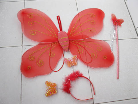 10Set X 3pcs Red Butterfly Fairy Wing Costume Toy - Click Image to Close