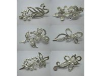 4Pcs Silvery Hair Clips W/ Rhinestone & Pearl Assorted