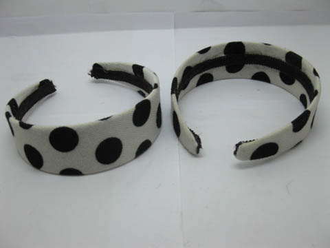 12Pcs New White Black Dot Wide Hairbands 38mm Wide - Click Image to Close