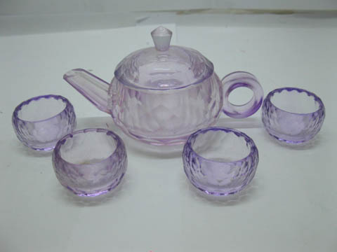 1Set Mini Purple Glass Teapot Set Tableware - Click Image to Close
