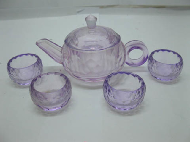 1Set Mini Purple Glass Teapot Set Tableware 1Set Mini Purple Glass Teapot Set Tableware