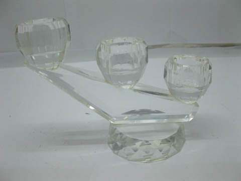 2Sets Clear Lead Crystal Candle Holder - 3 Heads - Click Image to Close