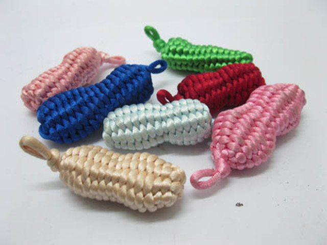 45Pcs Knitted Peanut Decoration Keyring Accessory Mixed Colour - Click Image to Close