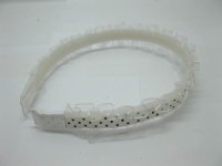 24X New White Black Dot Head Band Hairband with Lace Trim