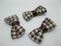 200X Brown Coffee Grid Bowknot Bow Tie Applique Embellishments 200X Brown Coffee Grid Bowknot Bow Tie Applique Embellishments