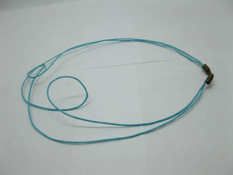 95 Blue 2-String Waxen Strings For Necklace Bronze Clasp - Click Image to Close