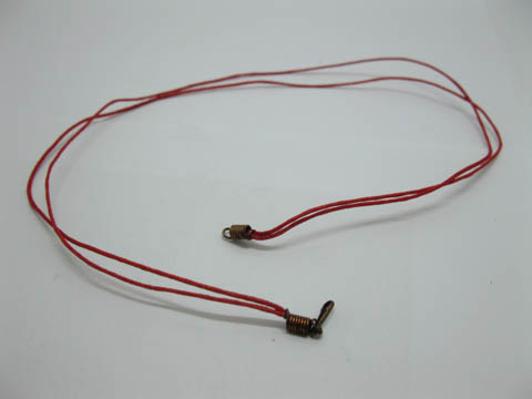 95 Red 2-String Waxen Strings For Necklace Copper Clasp - Click Image to Close