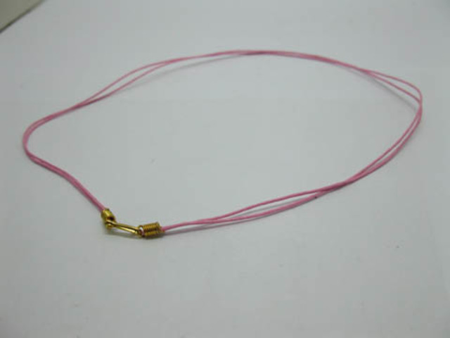 95 Pink 2-String Waxen Strings For Necklace Golden Clasp