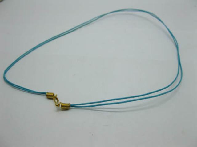 95 Blue 2-String Waxen Strings For Necklace Golden Clasp