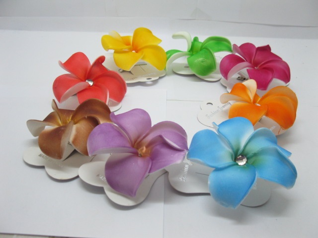 48Pcs Frangipani Hair Clips w/Rhinestone Mixed Color - Click Image to Close