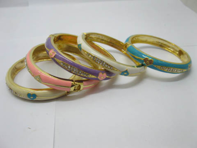 (image for) 12Pcs New Enamel Bangle Bracelets w/Rhinestone Style Mixed