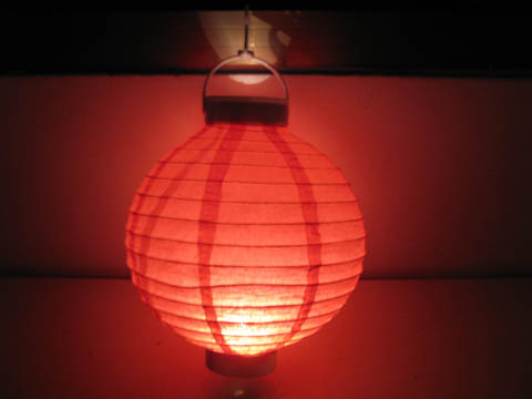 4Pcs Plain Red Led Paper Lantern w/2 Mini Bulbs 20cm - Click Image to Close