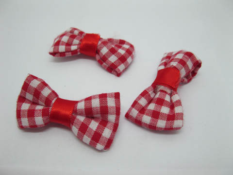 200X Red Grid Bowknot Bow Tie Decorative Applique Embellishments - Click Image to Close