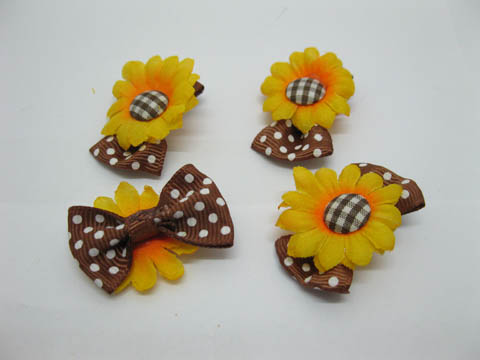 100 Sunflower Bowknot Bow Tie Decorative Applique Embellishments - Click Image to Close