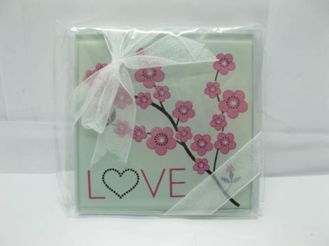 10Sets X 2Pcs Cherry Blossom Glass Coaster Wedding Favor