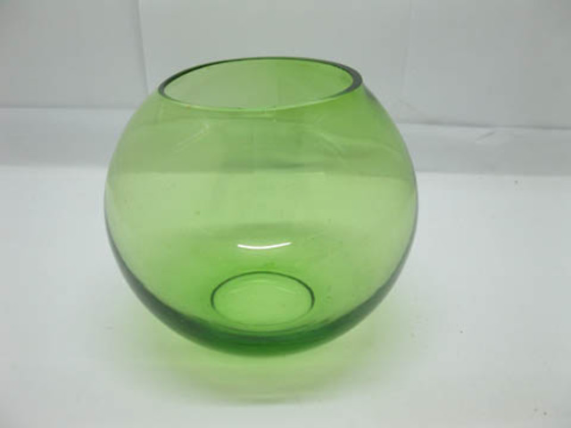 4X Green Glass Wedding Bowl Vase 10cm High - Click Image to Close