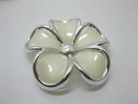 20Pcs Pearl Ivory Frangipani Hairclip Jewelry Finding Beads 48mm - Click Image to Close