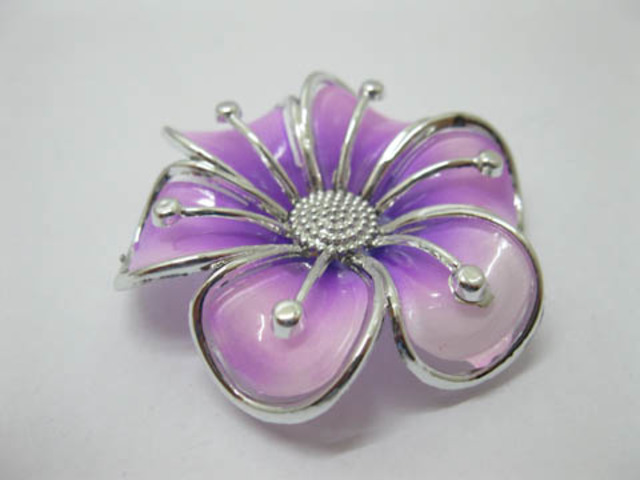 20Pcs Purple Blossom Hairclip Jewelry Finding Beads - Click Image to Close