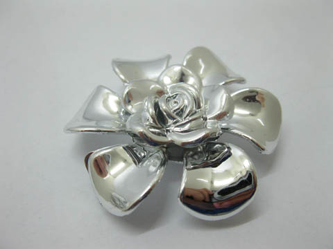 20Pcs Silver Plated Rose Hairclip Jewelry Finding Beads - Click Image to Close