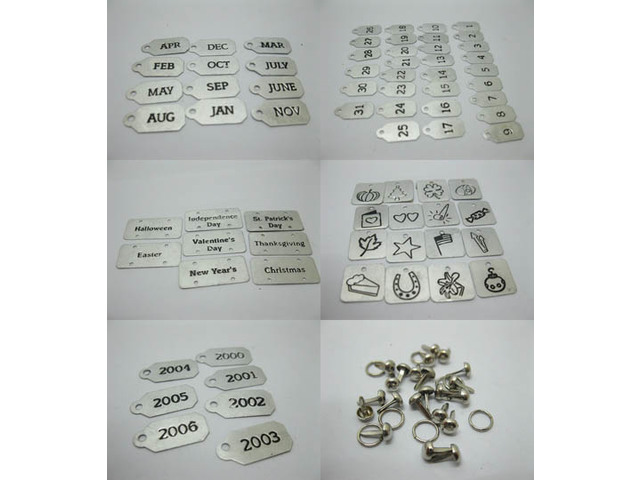 6Sets Scrap Metal Along Tag/Theme Tiles KIT Embellishments