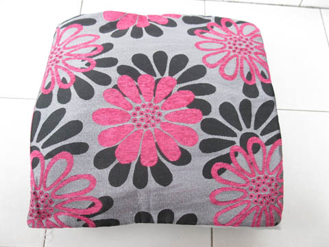 2Pcs HQ Fuschia Flower Hemp Pillow Cushion Covers 43cm - Click Image to Close