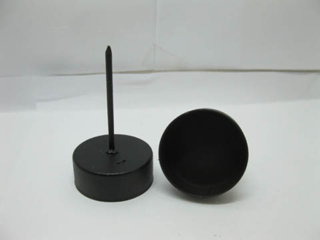 1Box X 6Sets Nail Shaped Black Metal Candle Holder - Click Image to Close