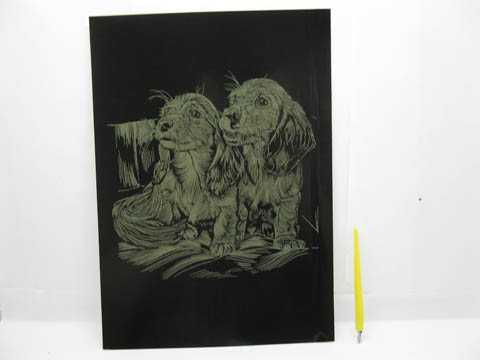 4X New Golden Foil Engraving Art Kits - Dogs - Click Image to Close