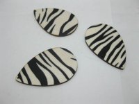 100 Zebra-Stripe Teardrop Wooden Beads 55mm long