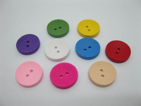 195Pcs Wooden Buttons 2 Holes Craft Sewing 20mm Mixed - Click Image to Close