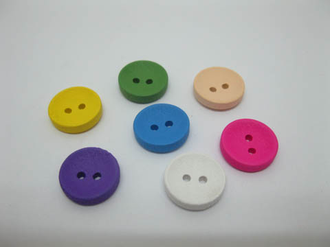 295Pcs Wooden Buttons 2 Holes Craft Sewing 15mm Mixed - Click Image to Close