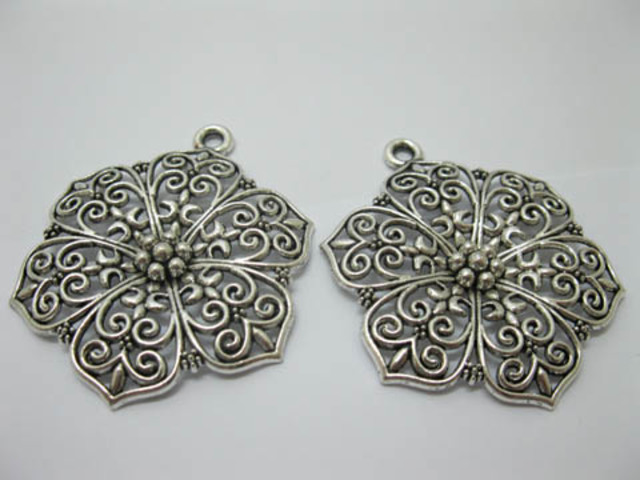 10 New Tibetan Style Flower Beads Pendants - Click Image to Close