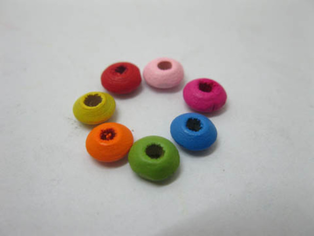 3000Pcs Flat Round Wood Beads Mixed Color 6mm - Click Image to Close