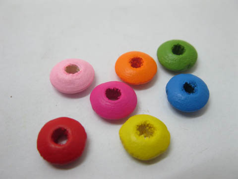 1000Pcs Flat Round Wooden Beads 12mm dia. Mixed Color - Click Image to Close