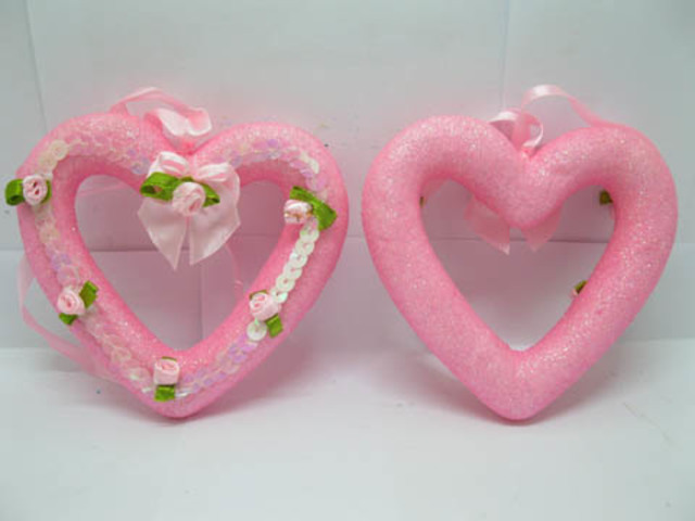 4x12Pcs Polystyrene Foam Pink Heart Decoration w/Sequin 4x12Pcs Polystyrene Foam Pink Heart Decoration w/Sequin