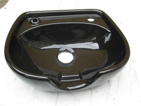 1X Black Ceramic Shampoo Sink Basin 52x57cm NO Accessory - Click Image to Close