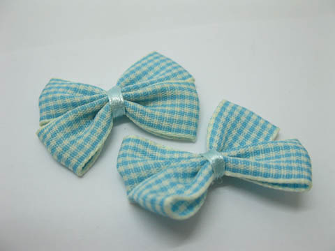 198 Blue Grid Bowknot Bow Tie Decorative Applique Embellishmen - Click Image to Close