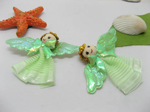 98 Green Hand Craft Organza Angel Embellishments - Click Image to Close