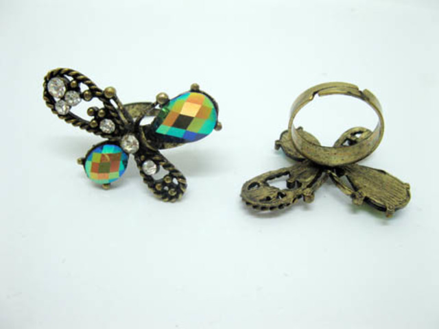 12 Shiny AB Butterfly Top Rings with Rhinestone 12 Shiny AB Butterfly Top Rings with Rhinestone