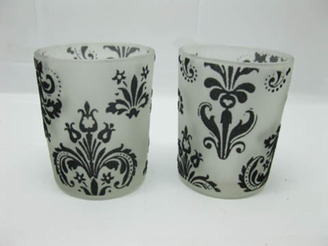 10x12Pcs Black Glass Tea Light Holder with Velvet Flower Wedding 10x12Pcs Black Glass Tea Light Holder with Velvet Flower Wedding