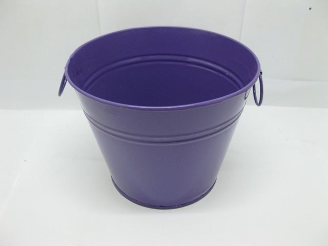 10X Purple Tin Pail Bucket w/Ring Handle for Wedding Favor - Click Image to Close