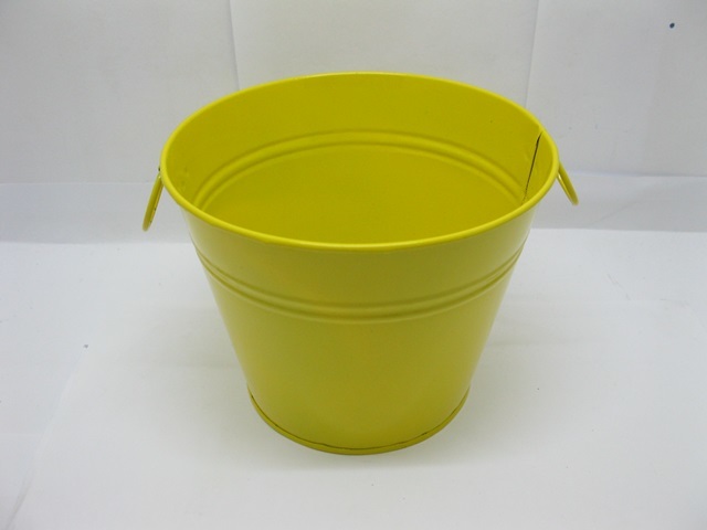 10X Yellow Tin Pail Bucket w/Ring Handle for Wedding Favor - Click Image to Close