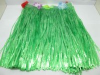 5X Dress-up Hawaiian Green Hula Skirt 40cm Long
