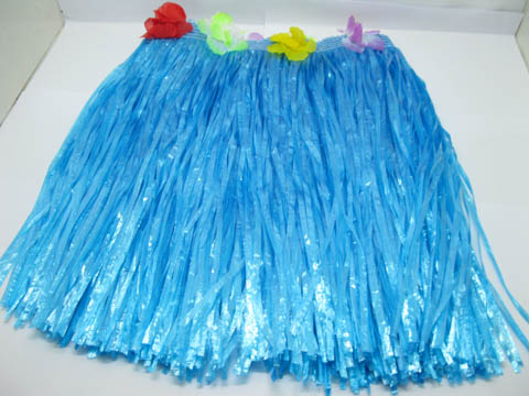 5Pcs Dress-up Hawaiian Blue Hula Skirt 40cm Long - Click Image to Close