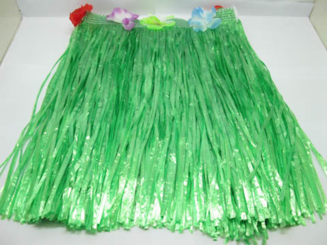 5X Dress-up Hawaiian Green Hula Skirt 40cm Long